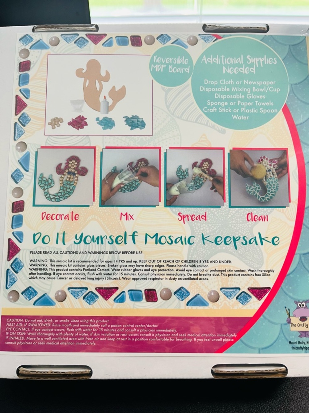 The Crafty Hippo Mosaic Kits- Mishell the Mermaid & Reginald the Shark. NIB - Picture 3 of 7